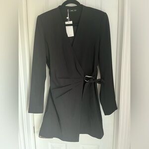 NWT - Mango black wrap mini dress